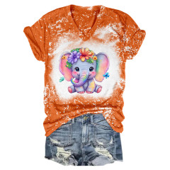 Babe Elephant Tie Dye V-Neck T-Shirt
